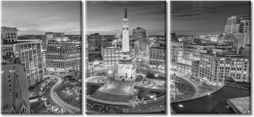 TUMOVO Indiana USA Skyline in The Monument Circle - Decoración de pared para dormitorio, pinturas de arte en blanco y negro, imágenes de paisaje