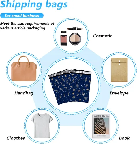 Miniatura 8 de Sobre de Navidad de Polietileno 6x9 Pulgadas 100 Piezas, Bolsas de Envío Resistente al Agua y a los Desgarros para Ropa, Bolsas de Envío Fuertes