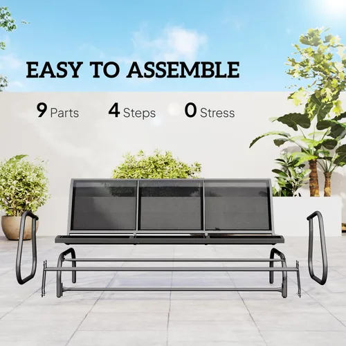 Miniatura 5 de Outsunny - Banco columpio para patio de 3 plazas, columpio de porche para exterior con 3 asientos, tela de malla transpirable, estructura de metal