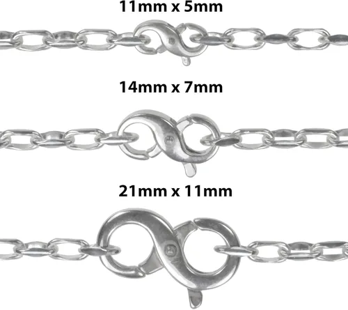 Miniatura 4 de uGems Doble apertura de plata esterlina Infinity Figura ocho langosta cierre 0.591 in x 0.394 in, plata 925, tamaño mediano para pulseras