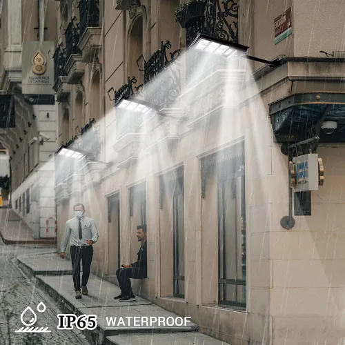 Miniatura 8 de Paquete de 2 luces solares para exteriores con sensor de movimiento, 10000 lm del atardecer al amanecer, luces solares de inundación IP66, luz LED