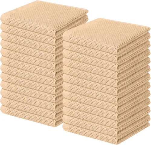 Miniatura 254 de Homaxy Paños de cocina de 100% algodón con tejido de gofre, ultra suaves, absorbentes, de secado rápido, 12 x 12 pulgadas, paquete de 6, amarillo