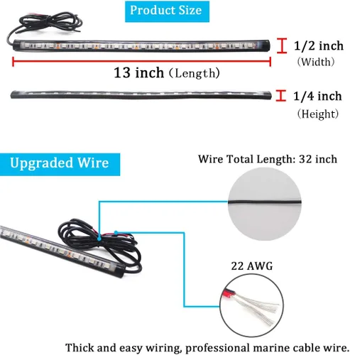 Miniatura 2 de Boaton Luces de navegación LED para barco marino, luces de pesca nocturna, sin taladrar, luces de arco para cubierta, luces de cortesía, luces