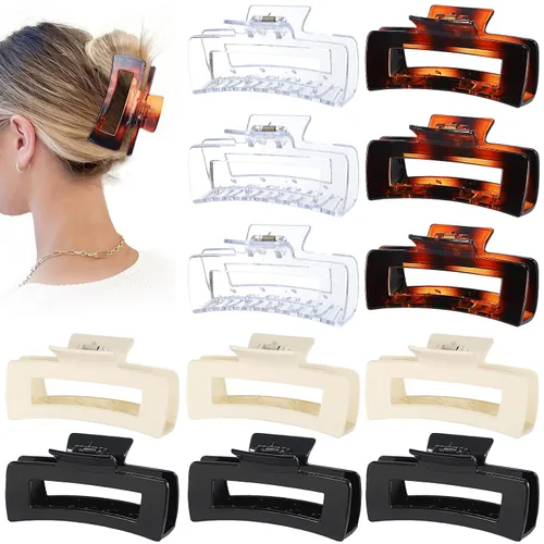 Miniatura 12 de Sisiaipu Accesorios para el cabello grandes de 4.1 pulgadas, 12 pinzas cuadradas grandes para cabello grueso, clips a granel jumbo para mujeres