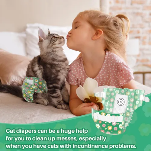 Miniatura 7 de Pet Soft Pañales desechables para gatos – Pañales para gatos hembras y machos, pañales para cachorros para perras con agujero de cola de espuma