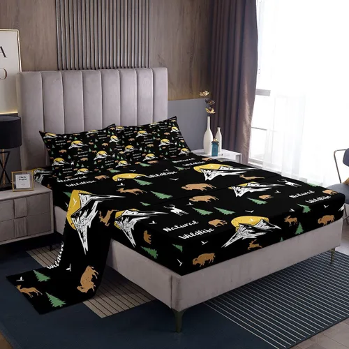 Miniatura 2 de Erosebridal Happy Camping - Juego de sábanas tamaño individual para niños, diseño de animales del bosque del bosque, para bebés, niños y niñas