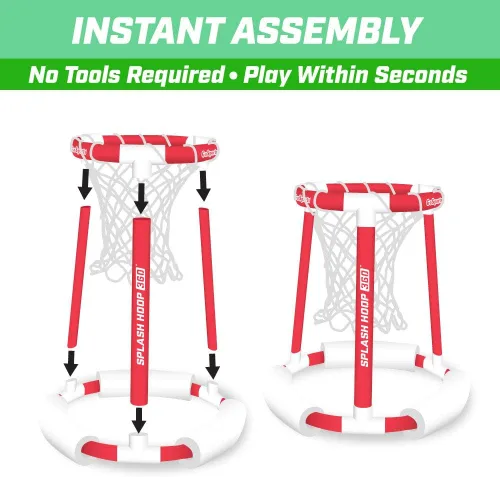 Miniatura 6 de GoSports Splash Hoop 360 - Juego de baloncesto flotante para piscina - Elija rojo o azul - Incluye aro, 2 pelotas y bomba