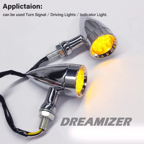 Miniatura 8 de DREAMIZER Señales de Giro para Motocicleta Luz LED Tipo Bala Cromada Universal para Bobber Chopper Cafe Racer Sportster Softail Cruiser - Carcasa
