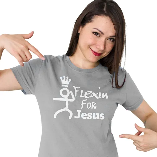 Miniatura 5 de Gym T-Shirt 100% Cotton Tshirt Flex’in for Jesus Casual Cotton Short Sleeve Crew-Neck Graphic Cute Tops Christian Athletic Wear
