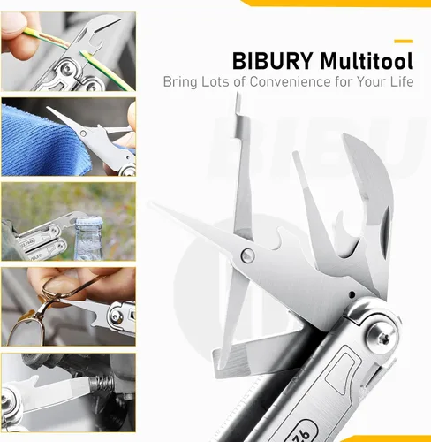 Miniatura 5 de BIBURY Multitools BI2043 - Alicates portátiles multiherramienta plegables con resorte con tijeras, abrelatas y destornillador, herramientas EDC