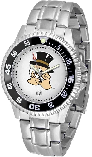 Miniatura 45 de SunTime Reloj de cuarzo de 1.575 in para hombre, correa de acero inoxidable de 0.787 in, esfera Gameday Tulane ola verde