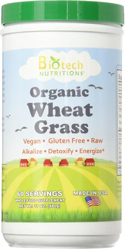 Hierba de trigo vegana sin gluten orgánica cruda, 17 onzas
