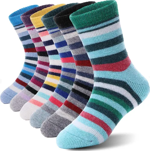Miniatura 78 de ANTSANG Calcetines de Lana, Calcetines Térmicos Cálidos y Gruesos Tipo Crew Boot para Niños Pequeños, Niños y Niñas, 6 Pares