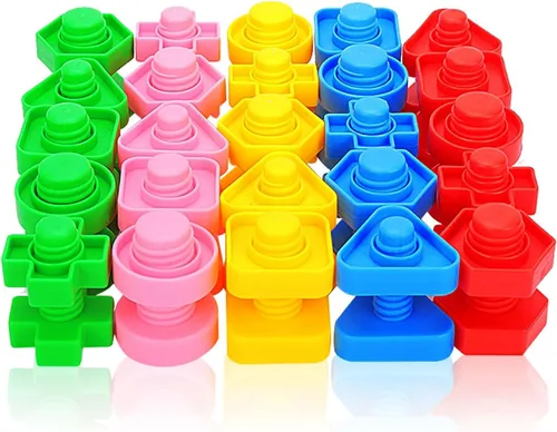 Miniatura 8 de Jumbo juego de tornillos y tuercas con bolsa, 40 piezas, terapia ocupacional, incluida tarjeta de patrones, juguete de motor fino que empareja