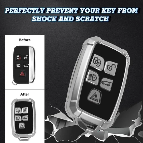 Miniatura 5 de x xotic tech Funda para llavero compatible con Range Rover Evoque Discovery LR4 Land Rover Sport o Jaguar XF XJ F-PACE F-Type 5 botones, protección