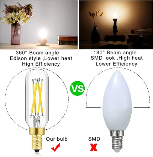 Miniatura 5 de Leools Bombilla LED E12 equivalente a 4 W E12, bombilla de candelabro de 40 W, luz blanca diurna 4000 K, AC120 V, 500 lm, regulable, T6 T6.5 B11, 4