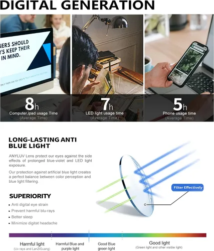 Miniatura 7 de ANYLUV Blue Light Glasses Men/Women, Blue Light Blocking Glasses, Computer Screen Blocker Eyes Protection Glasses