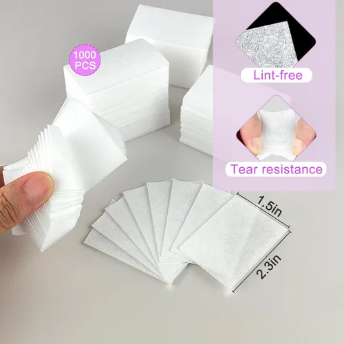 Miniatura 2 de Eyxformula 1000 toallitas de uñas sin pelusas, almohadillas quitadoras de esmalte de gel, almohadillas de algodón absorbentes para rutina
