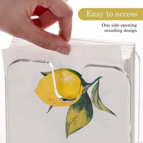 Miniatura 6 de DINGHUO Servilletero de acrílico para cóctel, para la mesa, (12.7 cm x 12.7 cm) Dispensador de servilletas de bebidas transparente con base de 8 mm
