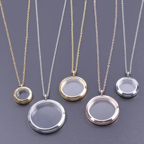 Tamaño redondo Living Memory Photo Relicario Locket Colgante Flotante Cuadro Collares para Mujeres Regalo Joyería, L269-1.378 in