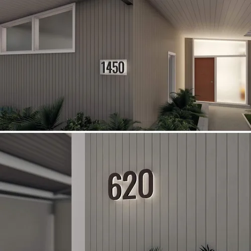 Miniatura 8 de Números de Casa LED de 5 Pulgadas, Polímero ABS, Números de Dirección Iluminados con Luz Trasera Cálida de 2700K, Letrero Moderno Iluminado