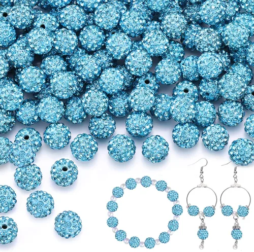 Miniatura 40 de 100 cuentas de diamantes de imitación de 0.394 pulgadas para la fabricación de joyas, 10 cuentas redondas brillantes de discoteca de Shamballa