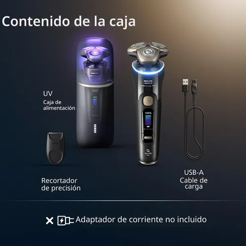Miniatura 8 de Philips Norelco Shaver i9000 Prestige Ultra, afeitadora eléctrica en seco y húmedo, tinta negra, tecnología SenseIQ Pro, sistema de triple elevación