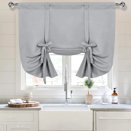 Miniatura 44 de DWCN Cortinas Opacas - Persiana Enrollable con Lazos para Ventana, Aislamiento Térmico, Oscurecimiento de Habitación, Cortinas con Bolsillo