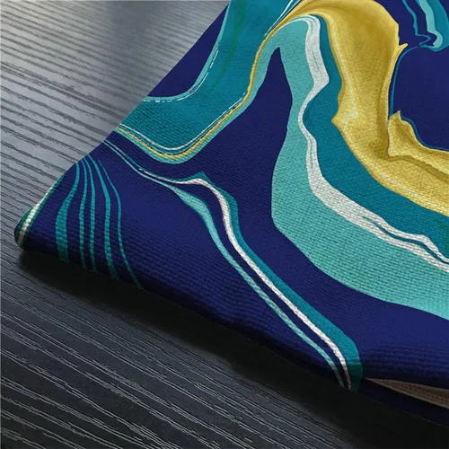 Miniatura 3 de Funda de Almohada con Textura de Mármol, Amarillo Azul Verde Dorado Mármol Fluido Hipster Tinta Lujoso Elegante Colorido Algodón Lino Funda de Cojín