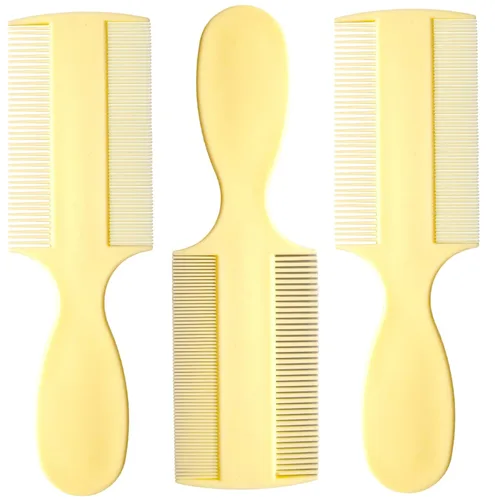 Miniatura 7 de Vakly Peine de dientes finos (paquete de 3) – Peine de bebé de doble cara con asa, peine extrafino para piojos y caspa para cuna, recién nacidos