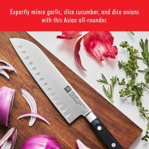 Miniatura 2 de ZWILLING J.A. Henckels Cuchillo Santoku profesional "S", acanalado, 7", Negro