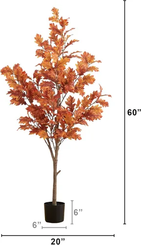 Miniatura 3 de Nearly Natural Árbol de otoño artificial de roble otoñal de 5 pies
