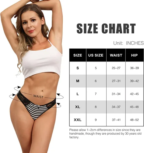 Miniatura 5 de ADOVAKKER Tanga sexy de algodón para mujer con encaje en T en la espalda, paquete de 6, multicolor