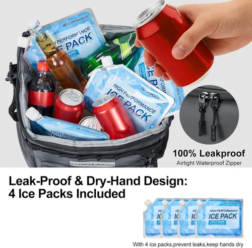 Miniatura 6 de Odoland Bolsa enfriadora con ruedas y asa para 48 latas con ruedas y asa, hielera aislada plegable para playa, camping y portón trasero, enfriador