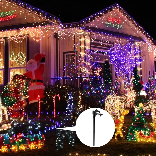 Miniatura 7 de Estacas de luz de Navidad universales para patio, césped, vacaciones, tira de luces C7 C9, estacas de suelo de 7.5 pulgadas para luces de Navidad al