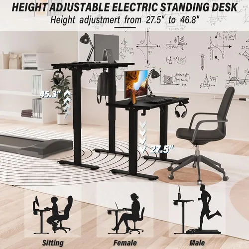 Miniatura 4 de Kingant Escritorio de pie con altura ajustable pequeño, escritorios eléctricos de pie [32 x 24 pulgadas] - Escritorios ergonómicos de pie y sentado
