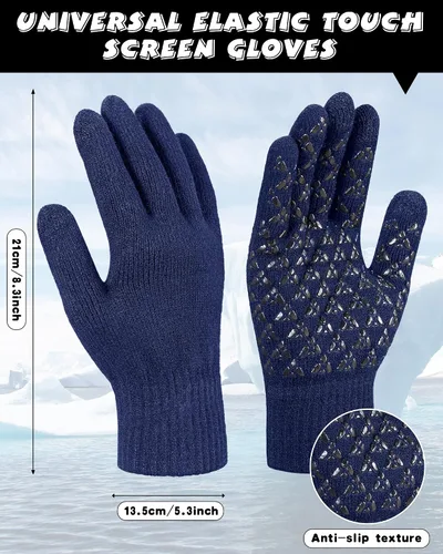 Miniatura 3 de 8 piezas de gorro de invierno bufanda con pantalla táctil guantes y calcetines conjunto de gorros de punto holgado con forro polar calentador