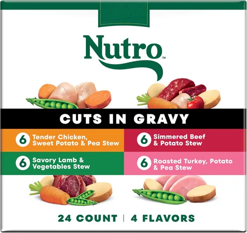 Miniatura 15 de Nutro Natural Choice - Trozos en salsa, comida húmeda para perros con variedad de cordero y ternera, bandejas de 3.5 oz (12 unidades, paquete de 2)