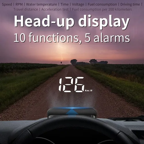 Miniatura 3 de Aramox Pantalla HUD para automóvil OBD2, velocímetro digital con advertencia de sobrevelocidad, pantalla de parabrisas de cabeza para automóviles