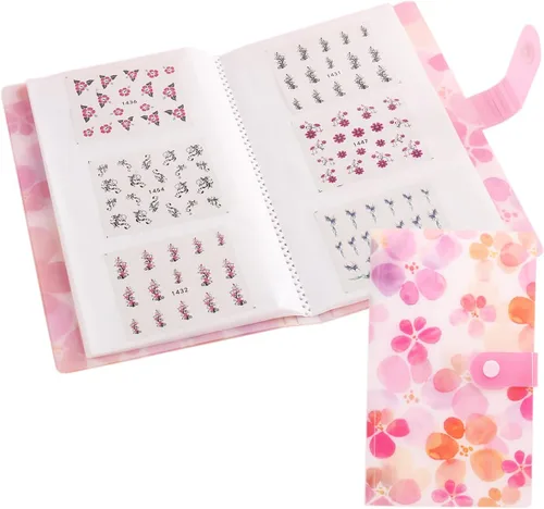 Miniatura 9 de 1 pieza libro de almacenamiento de calcomanías transparentes de 40 ranuras, organizador de calcomanías de uñas para coleccionar calcomanías, libro
