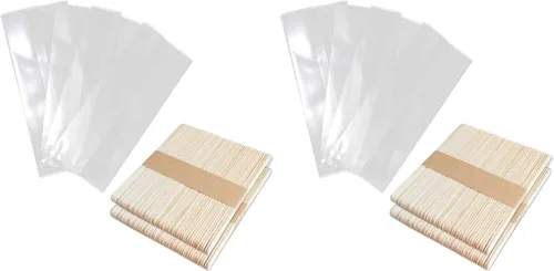 Bolsas de paletas y palitos gruesos para helados, bolsas de plástico con palitos de madera para dulces de pastelería, 200 unidades (paquete de 2)