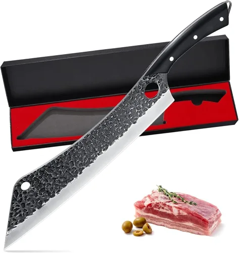 PURPLEBIRD Cuchillo de trinchar de 12 pulgadas, cuchillo de corte ultra afilado, cuchillos de pechuga forjados a mano, cortador de carne de acero de