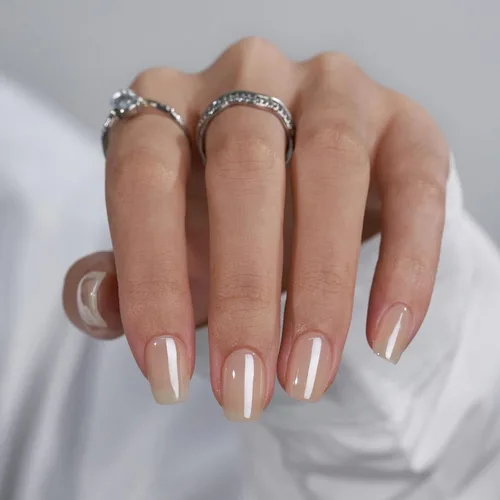 Miniatura 17 de BTArtbox Uñas cortas a presión, color negro, francés, almendra, con pegamento y pestañas adhesivas para mujeres en 16 tamaños, kit de 32 uñas de gel