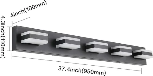 Miniatura 2 de SOLFART Luces de tocador de baño negras regulables LED modernas sobre el espejo, iluminación de baño negra para la pared del baño S8568 (5 luces)