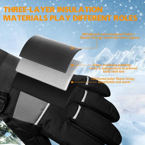 Miniatura 2 de Guantes de invierno para hombres y mujeres, guantes cálidos con pantalla táctil, adecuados para esquí, conducción, ciclismo, senderismo, clima frío