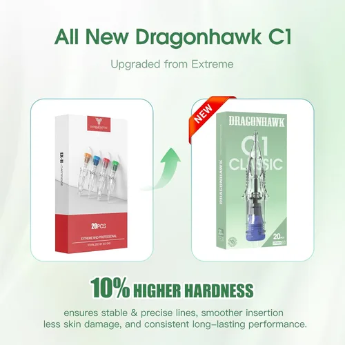 Miniatura 5 de Agujas de Tatuaje Extremas Dragonhawk - 20 PCS Cartuchos Desechables de Delineador Redondo 1207RL Agujas Profesionales para Trabajo de Delineado