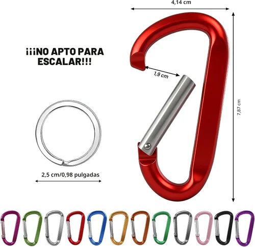 Miniatura 2 de 12 clips de mosquetón para llavero, clip de aluminio de 3 pulgadas, hebilla de gancho de mosquetón sin bloqueo en forma de anillo D, herramienta