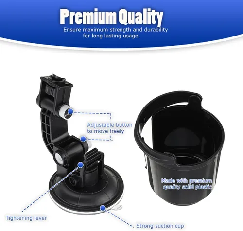 Miniatura 3 de VaygWay Soporte plegable empotrado para bebidas – Soporte plegable de calidad premium para botella de auto – Soporte ajustable negro para bebidas