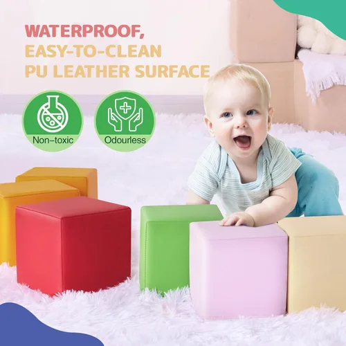 Miniatura 4 de Bloques de construcción de espuma para niños: 12 piezas de bloques de espuma de colores de piel sintética, juguetes de construcción para niños