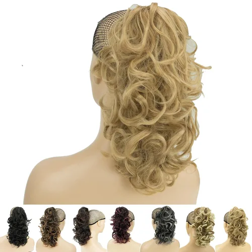 Miniatura 14 de IMISSU Extensiones de cabello rizado desordenado, cola de caballo con clip de cola de caballo (rubio playa)